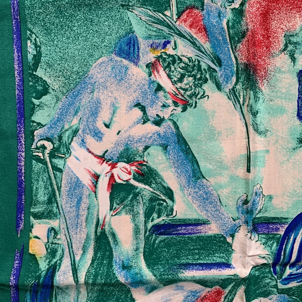 Albert Nipon | Colorful 100% Silk Scarf | 31” X 3… - image 2